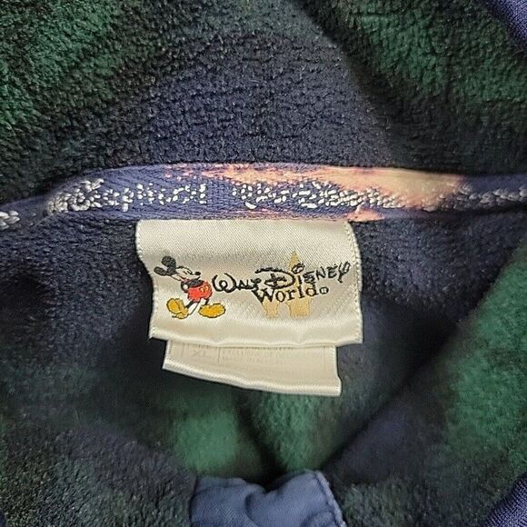 Vintage Walt Disney World Tigger Fleece Adult XL Blue Green Plaid Button Snap - Picture 3 of 8